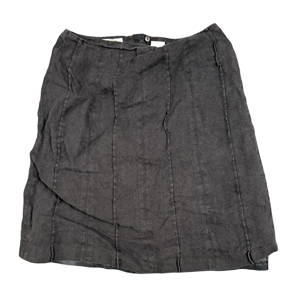 Talbots Petites Black Irish Linen A-Line Skirt Size 6P Paneled Seam Career